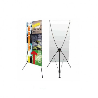 Qualified Adjustable Folded Iron Poles Plastic Holks PVC Graphic X Banner Mockup